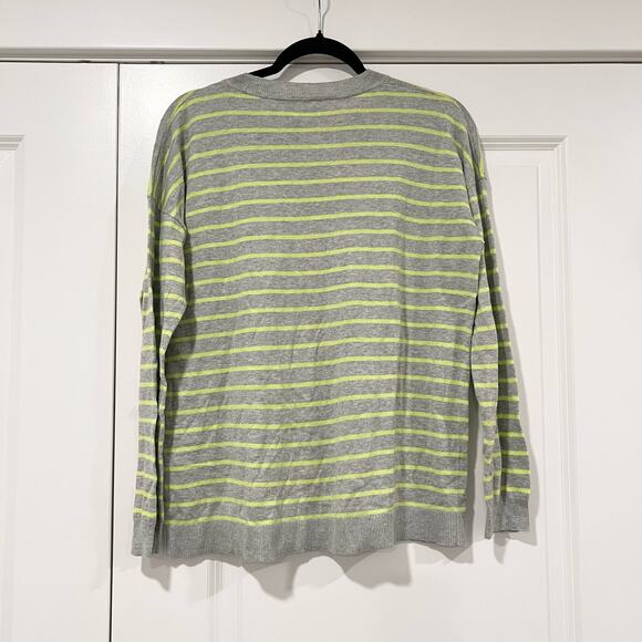 J Crew Women's Crewneck Long Sleeve Sweater Grey‎ Yellow Stripes Size S - Picture 5 of 8